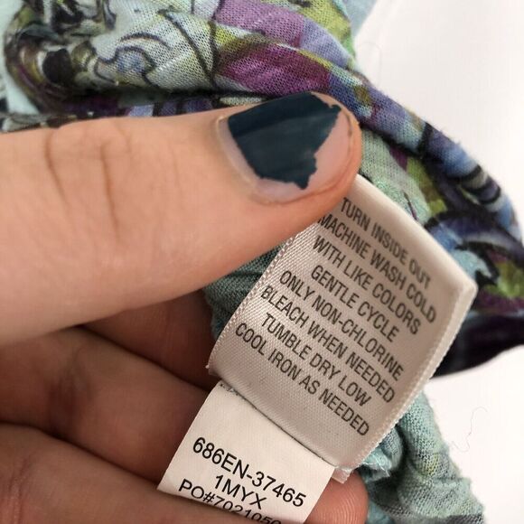 Unity World Wear Y2K Top Fitted Dyed Print Ruffle Cap Sleeve Womens L Stretchy - Picture 10 of 13